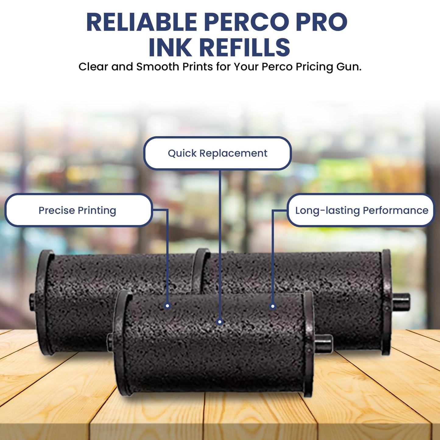 Perco Ink Roll for Perco Pro (1 and 2 Line) Price and Date Guns - Pack of 10 Replacement Inkers - Easy to Load, Premium, Clear & Bold Prints - Made in USA