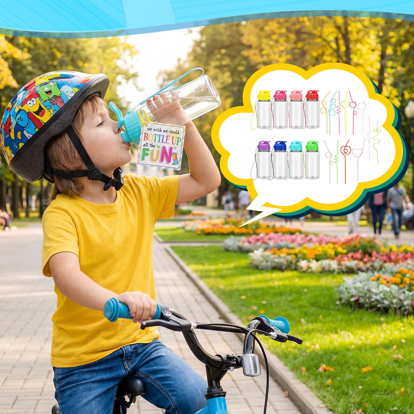 Sunnychicc 24 Set Water Bottles Bulk with Straws 12 oz End of the Year Gifts for Students Kindergarten Sports Water Bottle Summer Graduation Student Gifts from Teacher for School Classroom Party