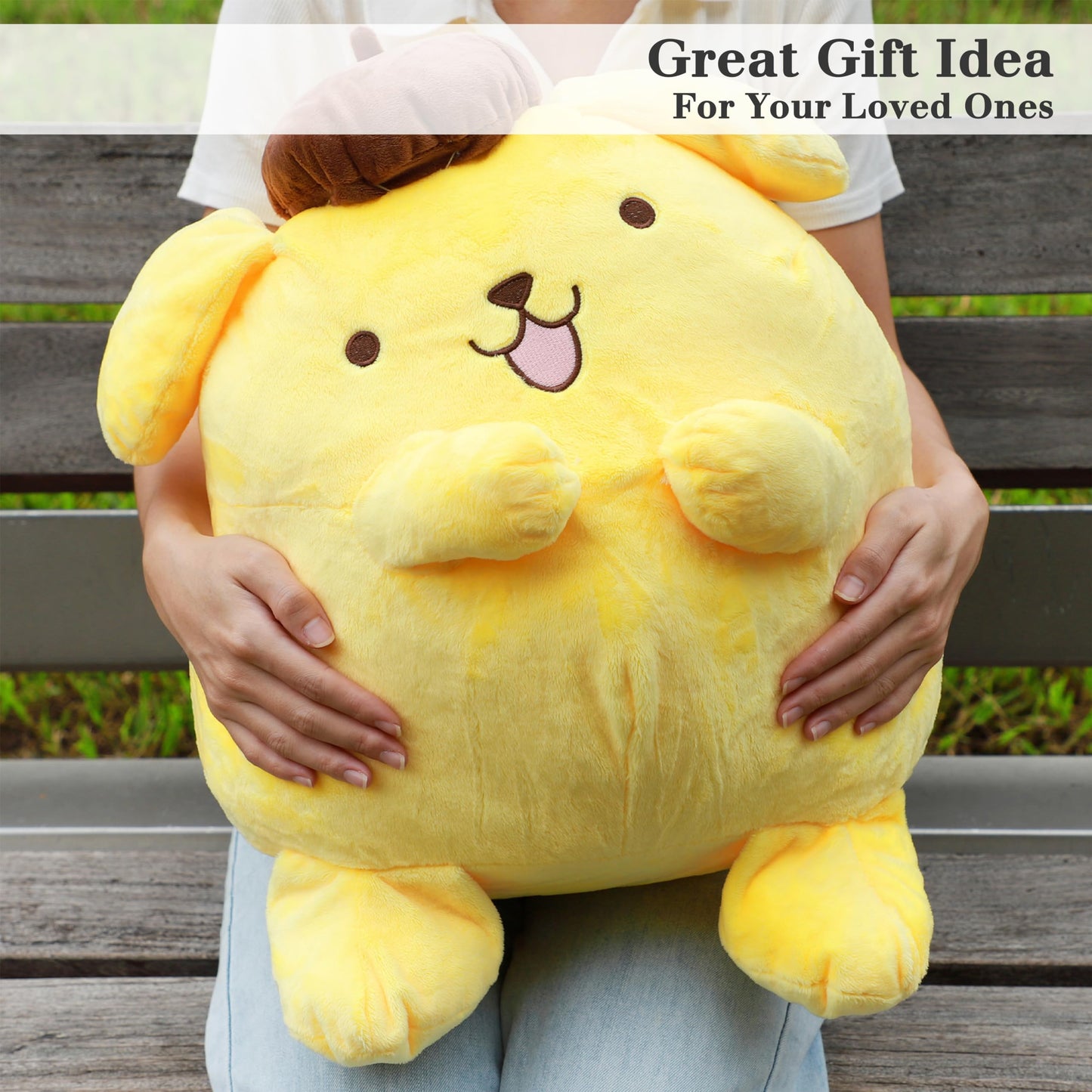 Juju Pompompurin Plush (20 in) - Cute Kawaii Stuff - Kawaii Accessories Pompompurin Stuff - Pompompurin Accessories Cute Accessories - Kawaii Plush Pom Pom Purin Plush - Kawaii Plushies (Fun)