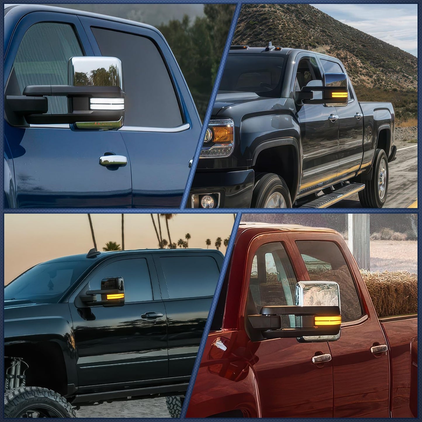 Nilight Side Mirror Marker Light Switchback Amber Turn Signals White Parking Lights Smoked Lens Plug and Play Compatible With 2016-2019 Chevy Silverado GMC Sierra 1500 2500HD 3500HD