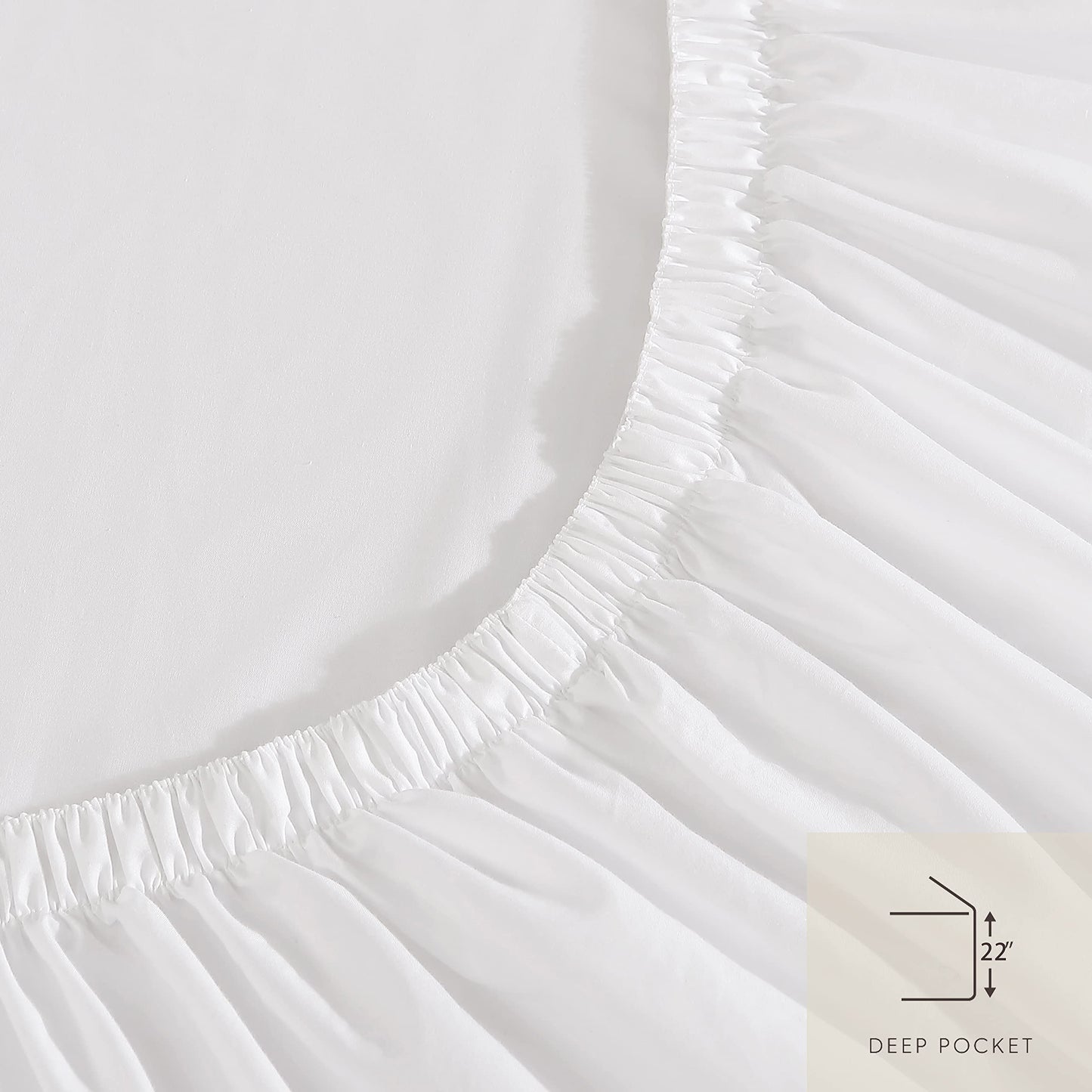 Laura Ashley - Queen Sheet Set, Cotton Percale Bedding Set, Crisp & Cool Home Decor (Solid White, Queen)