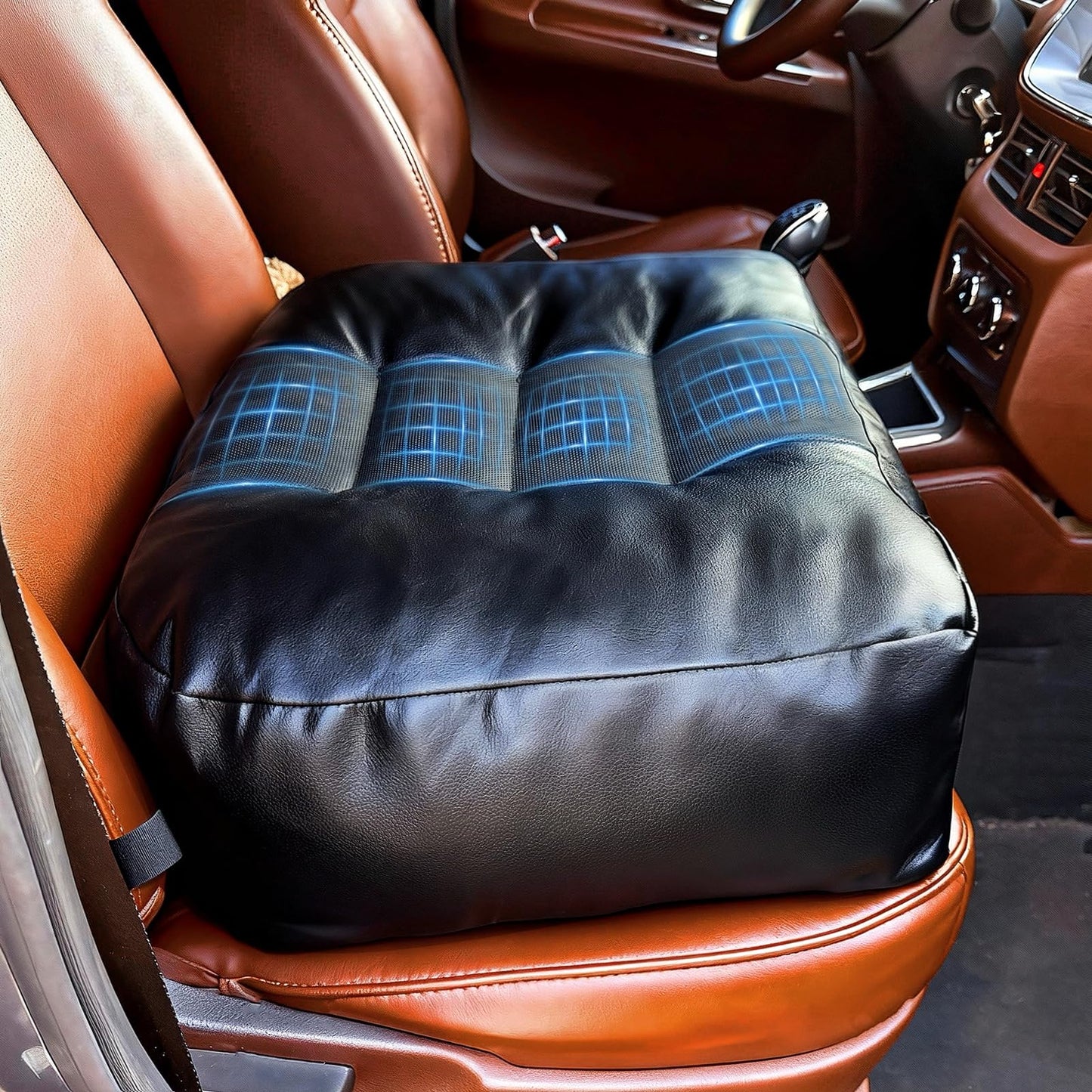 Adult Booster Car Seat Cushion for Office Chair & Driving 17.7"x15.7"x5.9" Thick Car Seat Cushion with Handle & Non-Slip Base Ergonomic Support Improved View