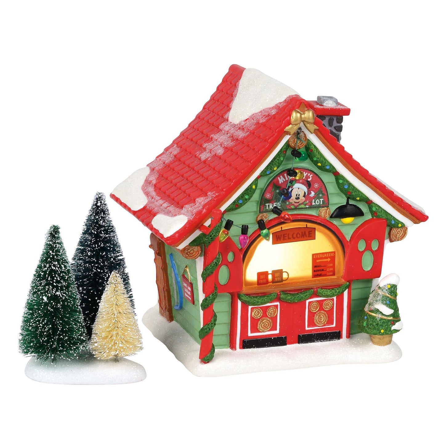 Department 56 Porcelain Disney Village Mickey Mouse Tree Lot Lit Building, 6 Inch, Multicolor