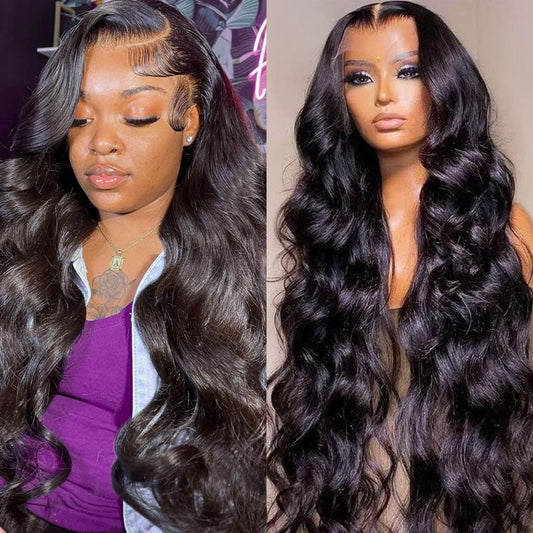 13x6 Body Wave Lace Front Wigs Human Hair 200% Density HD Transparent Lace Body Wave Frontal Wig Pre Plucked Glueless Wigs with Baby Hair for Women 20 Inch Body Wave Wig Natural Color