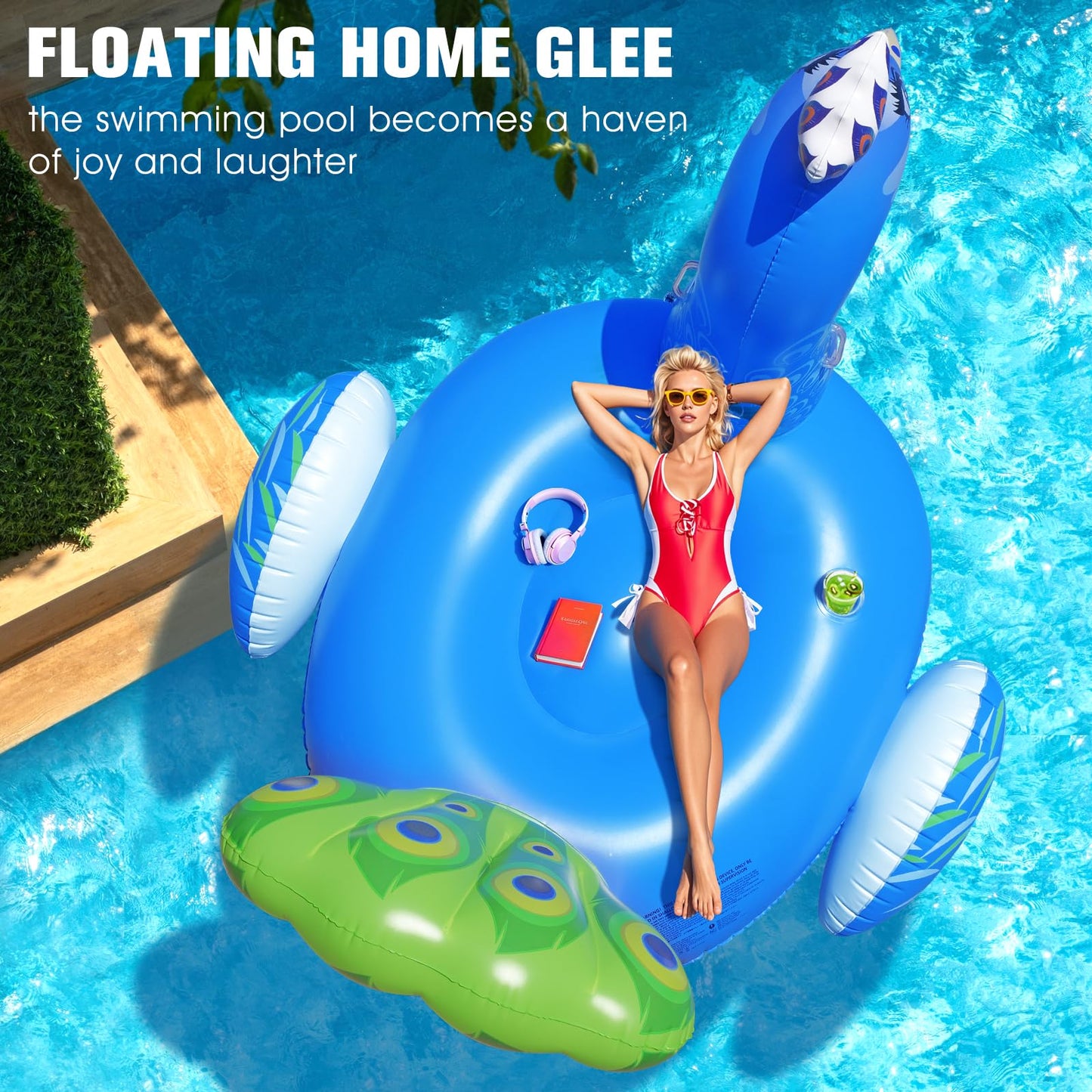 DeeprBetter Inflatable Peacock Pool Float, 2025 Gaint Funny Pool Floats Adults, Heavy Duty Pool Floaties Lounger, Large Animal Pool Floats Inflatable Ride-On Floaty for Swimming Pool Party Water Fun