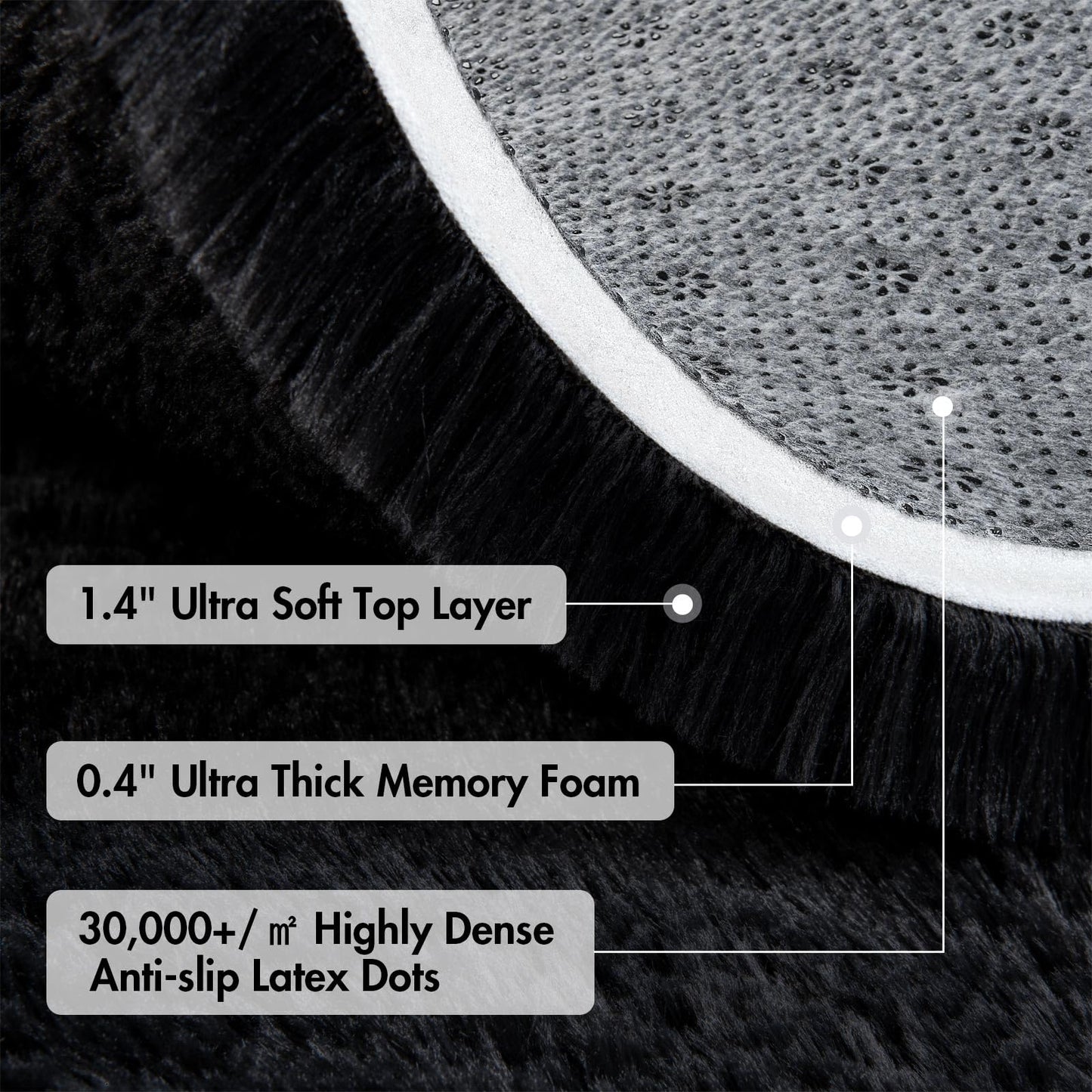 6x9 Ft Large Shag Black Rug for Living Room, Ultra Soft Fluffy Furry Area Rugs for Bedroom Indoor Floor, Aesthetic Carpet for Kids Home Decor