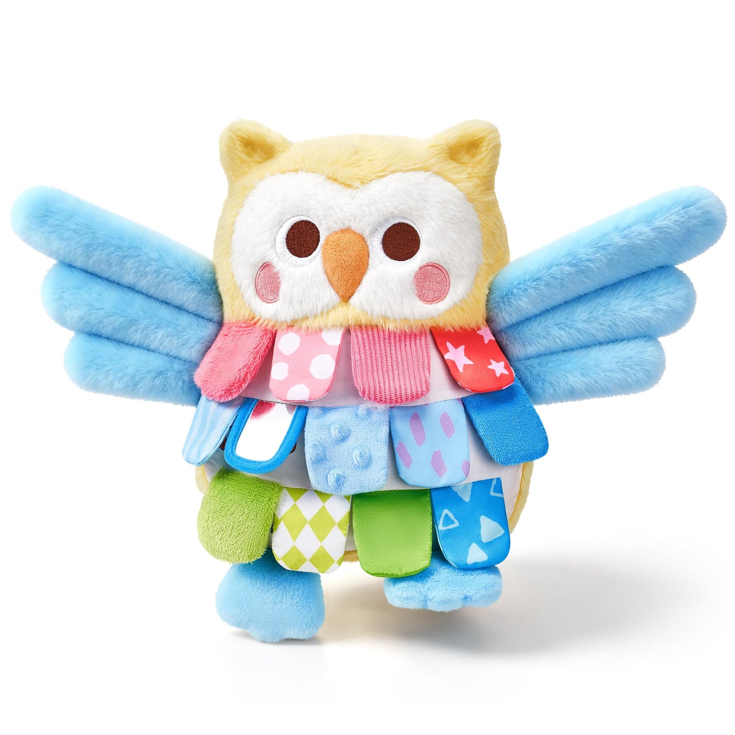 JoyCat Flip Owl Stuffed Animal, Soft Baby Sensory Toy with Multi-Textured Crinkle, Squeaker & Baby Mirror, Infant Tummy Time Toy for 0-9 Months, Newborn Baby Boy Girl Gift