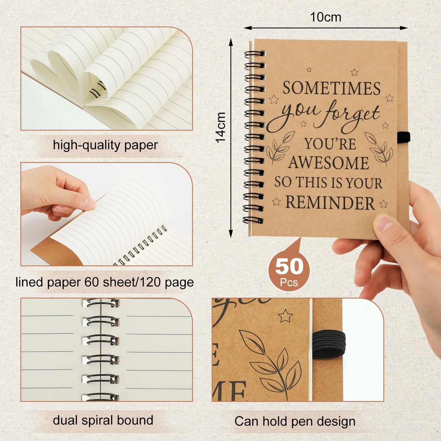 Yeaqee 100 Pcs Employee Appreciation Gifts Inspirational Gifts Set Mini Spiral Notebooks with Pen May You Be Proud of The Work You Do Motivational Thanks Gift for Staff Coworkers (Motivational Style)
