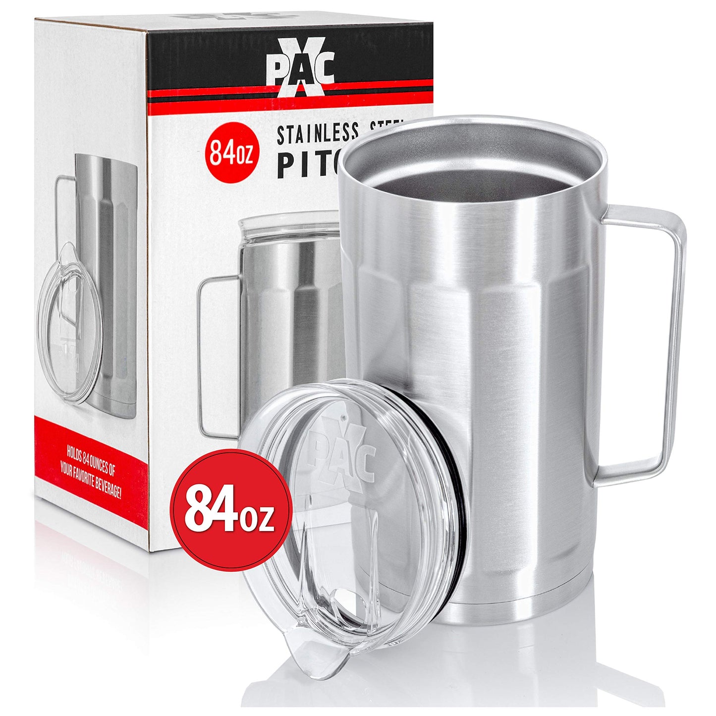 XPAC 84-Ounce (2.5L) Sweat-Free Beverage/Water Pitcher with Lid, Stainless Steel, Vacuum Insulated, Keeps Drinks Cold For Hours