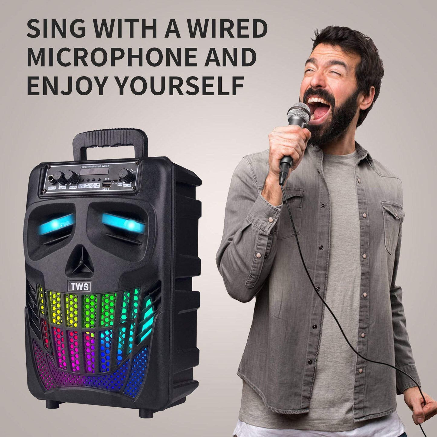 E I F E R Cool Skull Bluetooth Speakers, Portable Wireless Speaker, Compatible with Smartphones and Tablets, Suit for Home Garden Party
