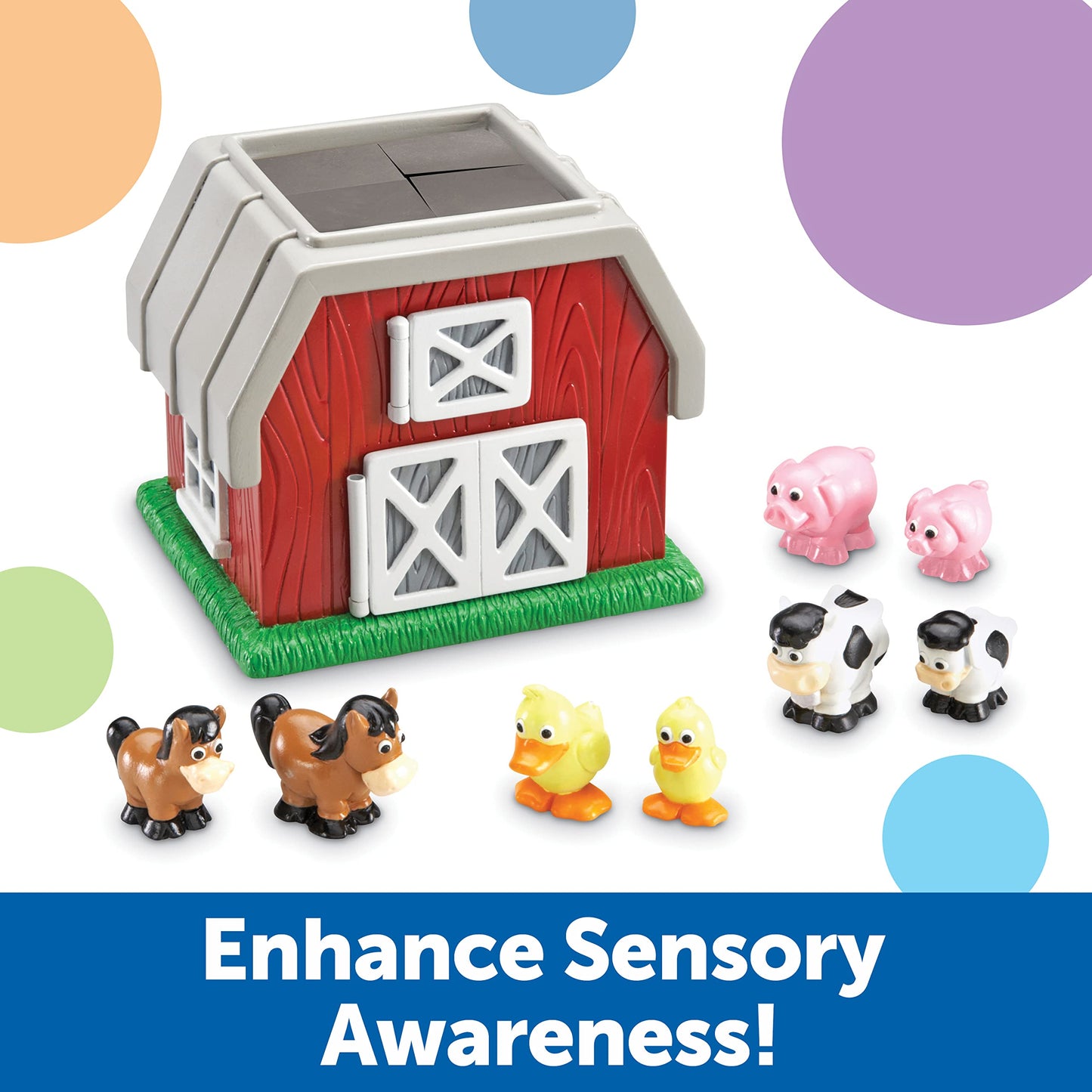 Learning Resources Hide-N-Go Moo, Sensory Awareness, Cognitive Function Farm Animal Toy, 9 Pieces, Ages 2+ (LER8922)
