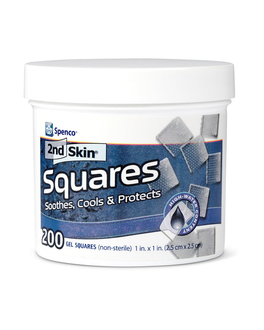 2nd Skin Dressing 1" Squares (200 Count) - Blister Pads for Feet & Body - Cool Gel Relief Patches - 95% Water Formula - Non-Stick Chafing Protection - Portable First Aid for Athletes & Hikers