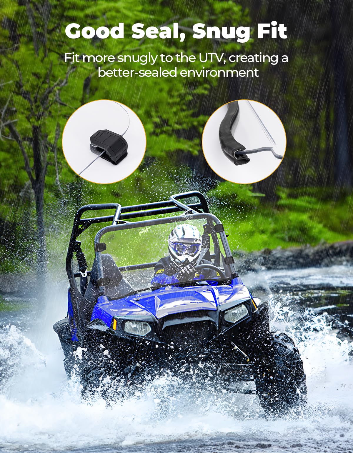 KEMIMOTO UTV Windshield Pre-installed Rubber Strips, Compatible with Polaris RZR 800 / RZR 570 / XP 900 2008-2020 UTV Front Full Windshield UV Resistance PC Clear Vsion Window