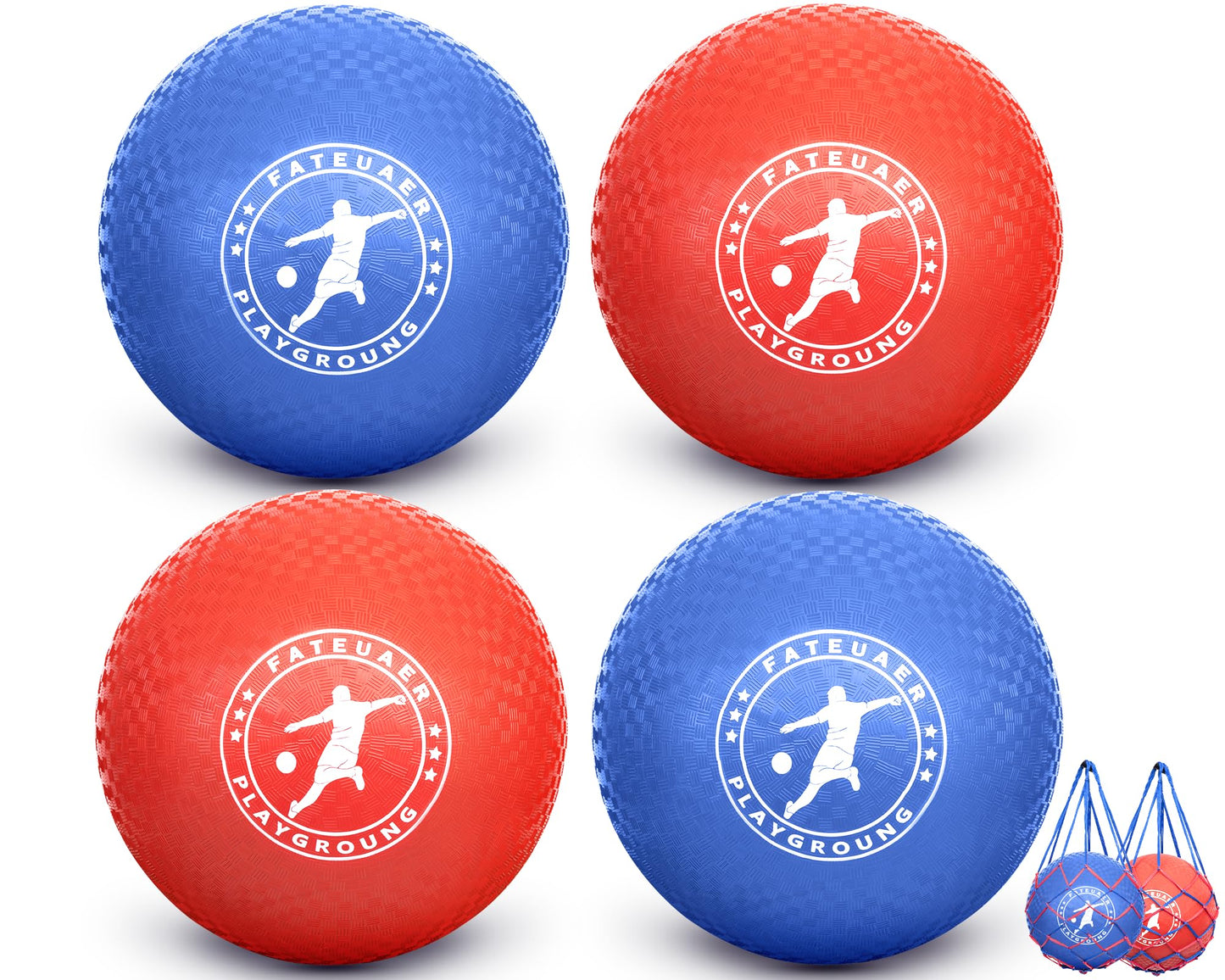 8.5 Inch Kickball Set, Dodgeballs 2 Pack, Playground Balls Gift for Kids & Adults, Bouncy Balls Includes Pump and Storage Bag, Handball for Outdoor & Indoor Games, Official Size for Camps and Schools
