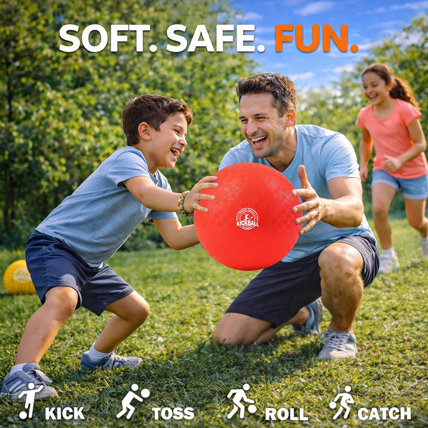 8.5 Inch Kickball Set, Dodgeballs 6 Pack, Playground Balls for Kids&Adults, Bouncy Balls Includes Pump and Storage Bag, Handball for Outdoor & Indoor Games