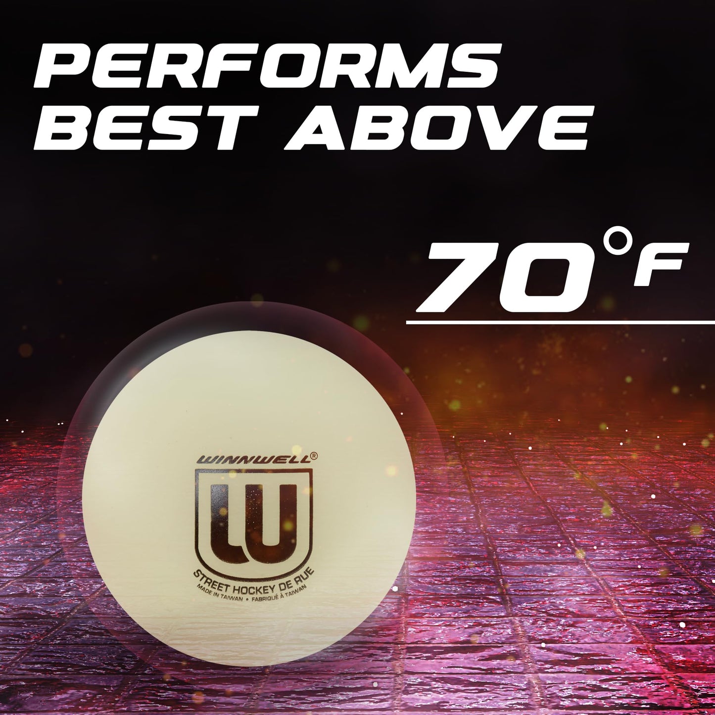 Winnwell Street Hockey Balls Glow-in-The-Dark Ball for Indoor & Outdoor - Made for for Field, Road & Street Hockey Games- 65mm & 50 Gram Weight (3 Pack with Mesh Bag)
