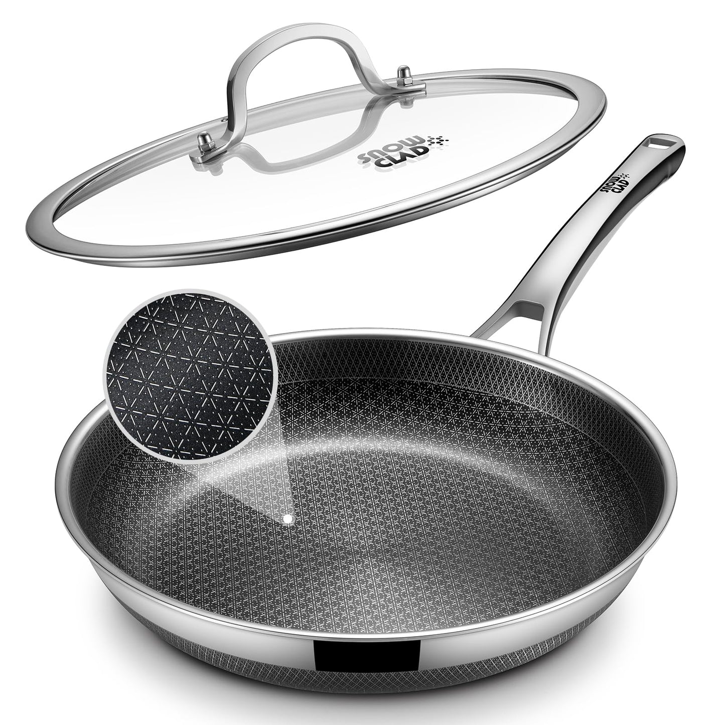 Yonida Non Stick Frying Pans, 11-inch with Lid, Hybrid Pans Nonstick,non stick Fajita Skillets Stainless Steel Cooking Pan, Dishwasher & Oven-Safe, PFOA Free Cookware, Induction Compatible