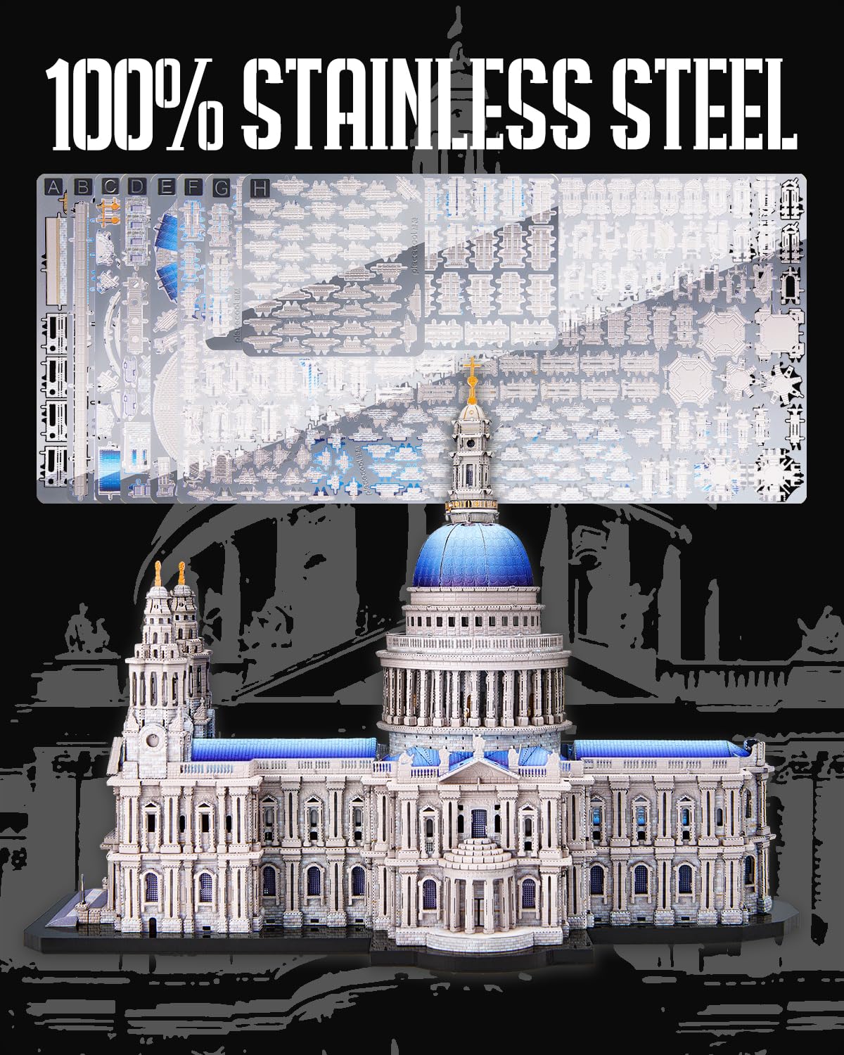 Piececool 3D Metal Puzzles for Adults, St. Paul's Cathedral Metal Model Kit, London Cathedral Architecture Building Kits, DIY Hobbies Crafts for Adult Family Time,Home Decor Best Gifts