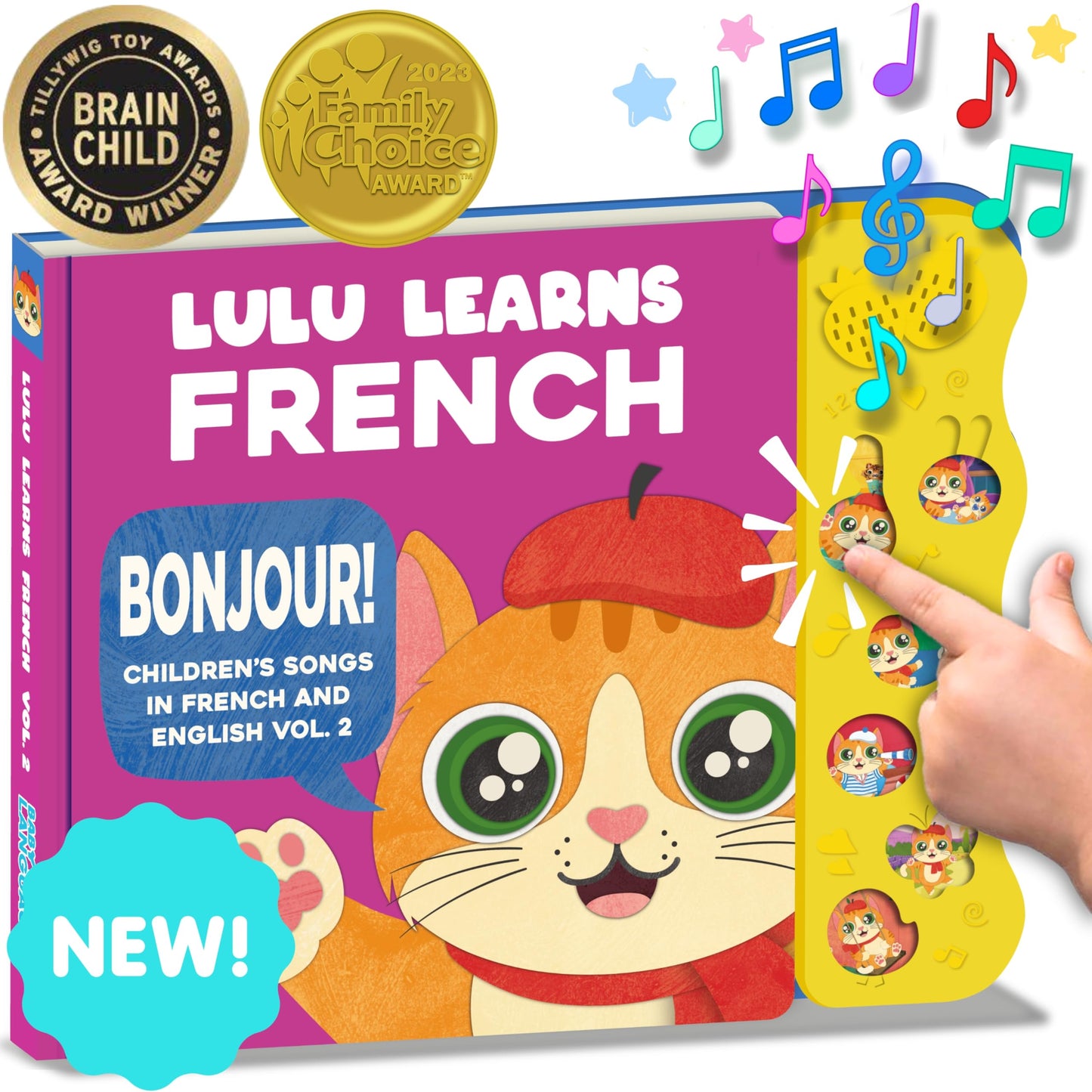 Lulu Learns French Vol. 2: Interactive Musical Baby Book – Bilingual French Learning Toy for Toddlers, Kids & Babies, Educational French Sound Book for Early Language Development