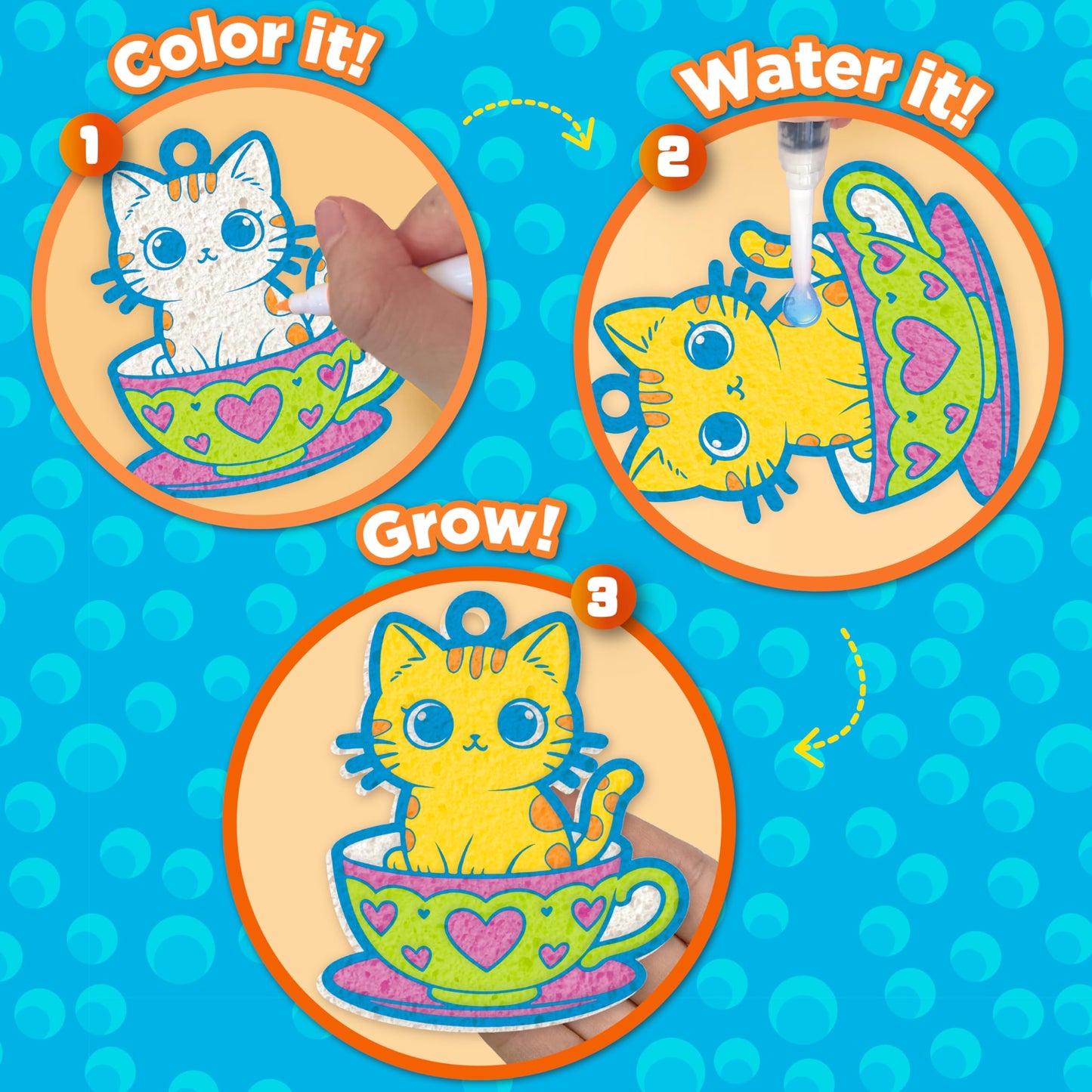 AGENTLAN Grow Your Own Puffy Pets 50+Piece DIY Art Kit for Kids Ages 4-8, Screen-Free Craft with Glow-in-the-Dark & Glitter Effects
