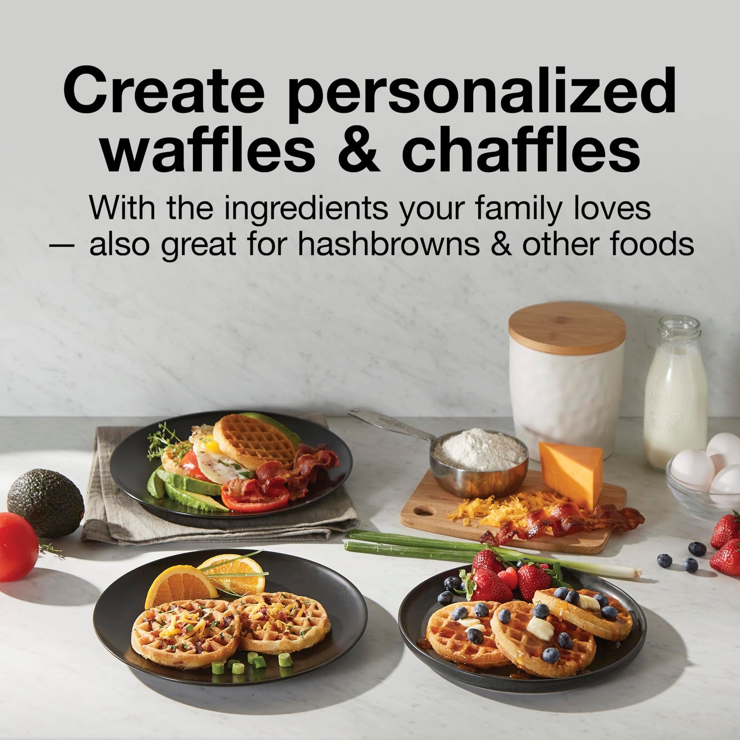 Proctor Silex Double Mini Waffle Maker Machine with 4” Round Non-stick Grids, Makes 2 Personalized Individual Breakfast Keto Chaffles and Hashbrowns, Compact, Black (26102)