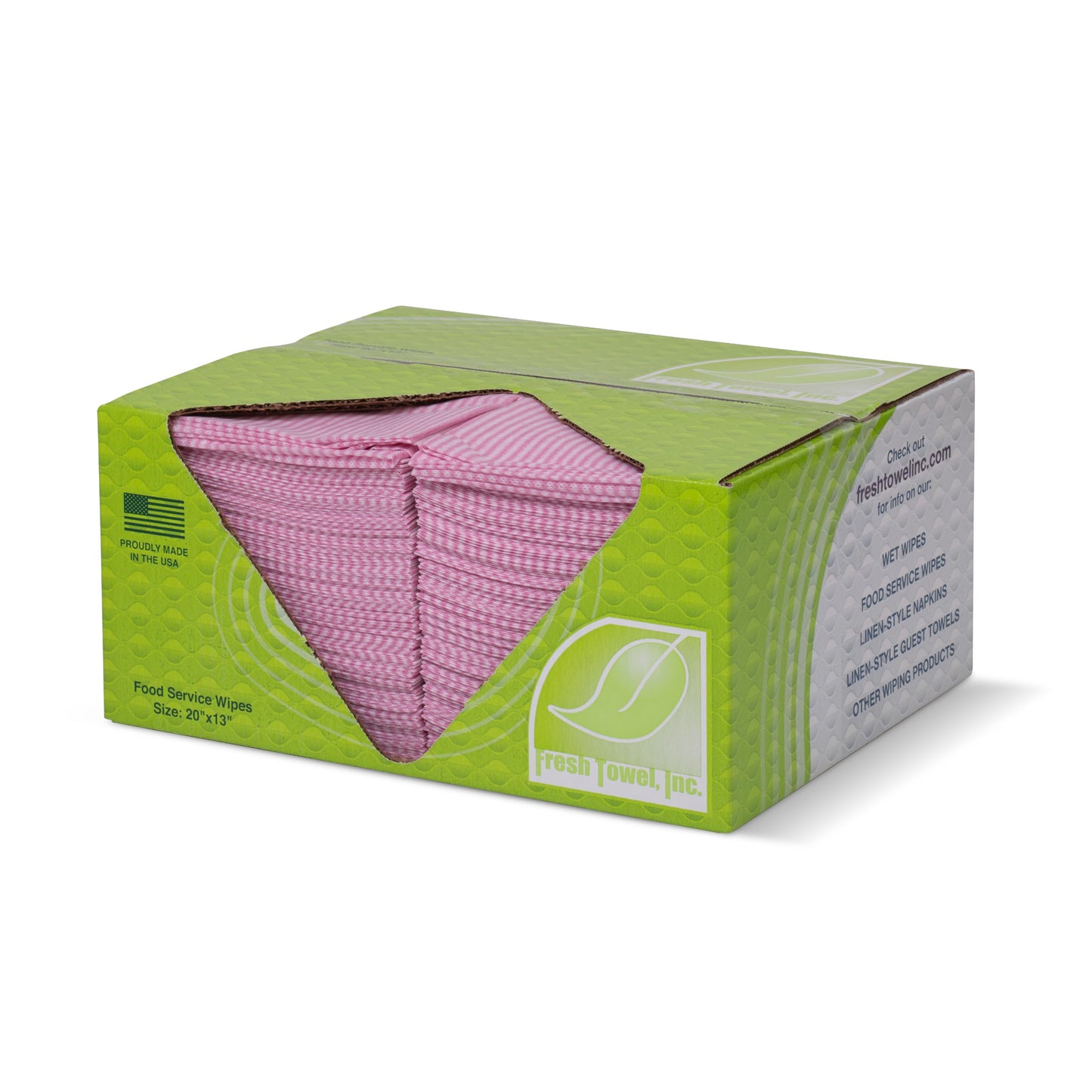 Fresh Towel Foodservice Reusable Paper Towels - 1/4 Fold, 13 x 20 inches - Pink Straight Line Pattern (1 Case of 200) All Purpose Cleaning Towels