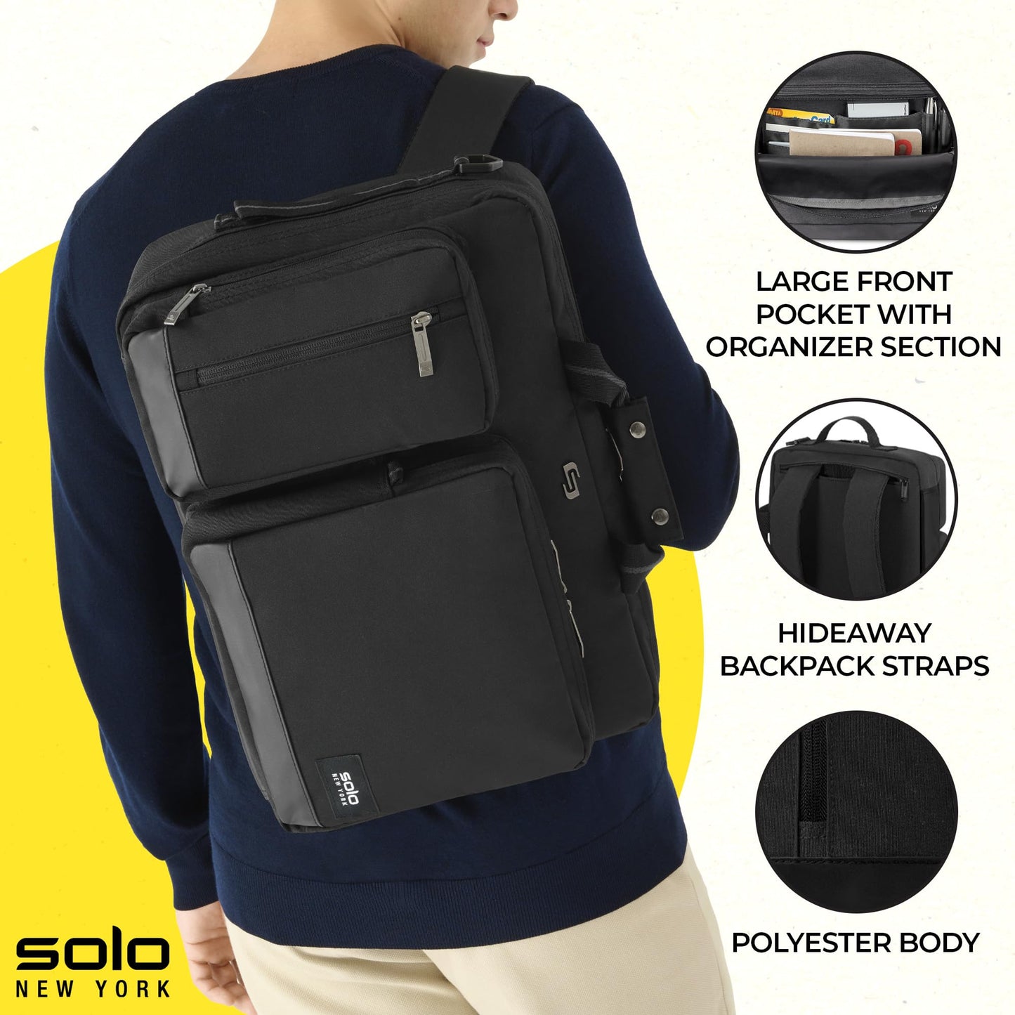 Solo New York Unisex Adult Duane Hybrid Briefcase, black, Einheitsgröße