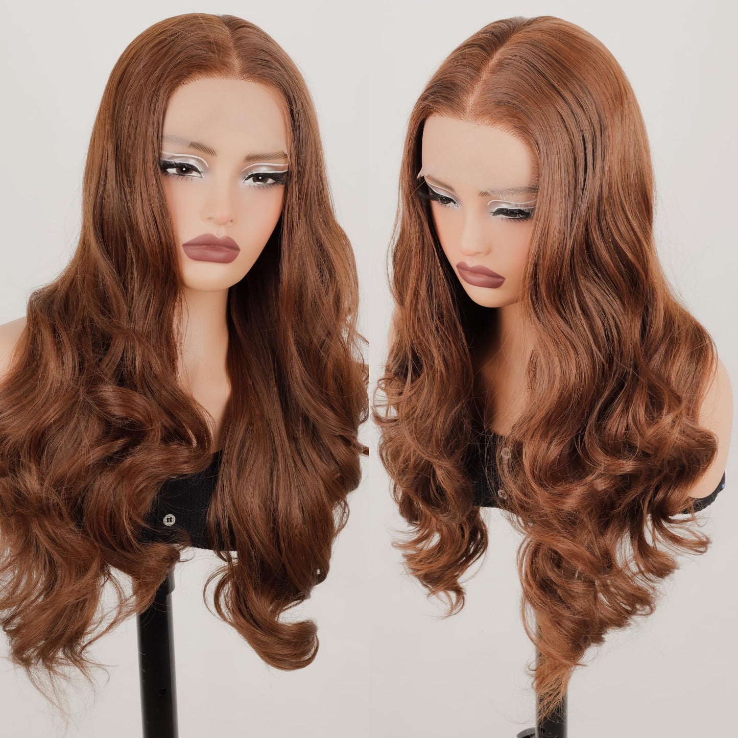 ZAVIDE Chocolate Brown Lace Front Wig Body Wave Synthetic Pre Plucked Glueless HD Lace Front Wigs For Women