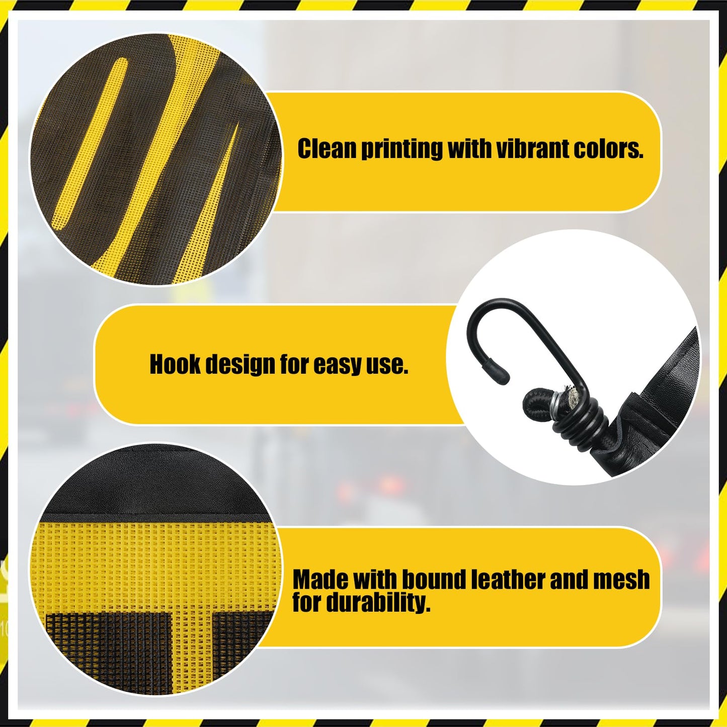 Oversize Load Signs for Trucks 18" x 84" Wide Load Banner with Heavy Duty with Bungee Cords for Escort Vehicles Car Truck 2 Pack Oversize Load Banner Warning Product