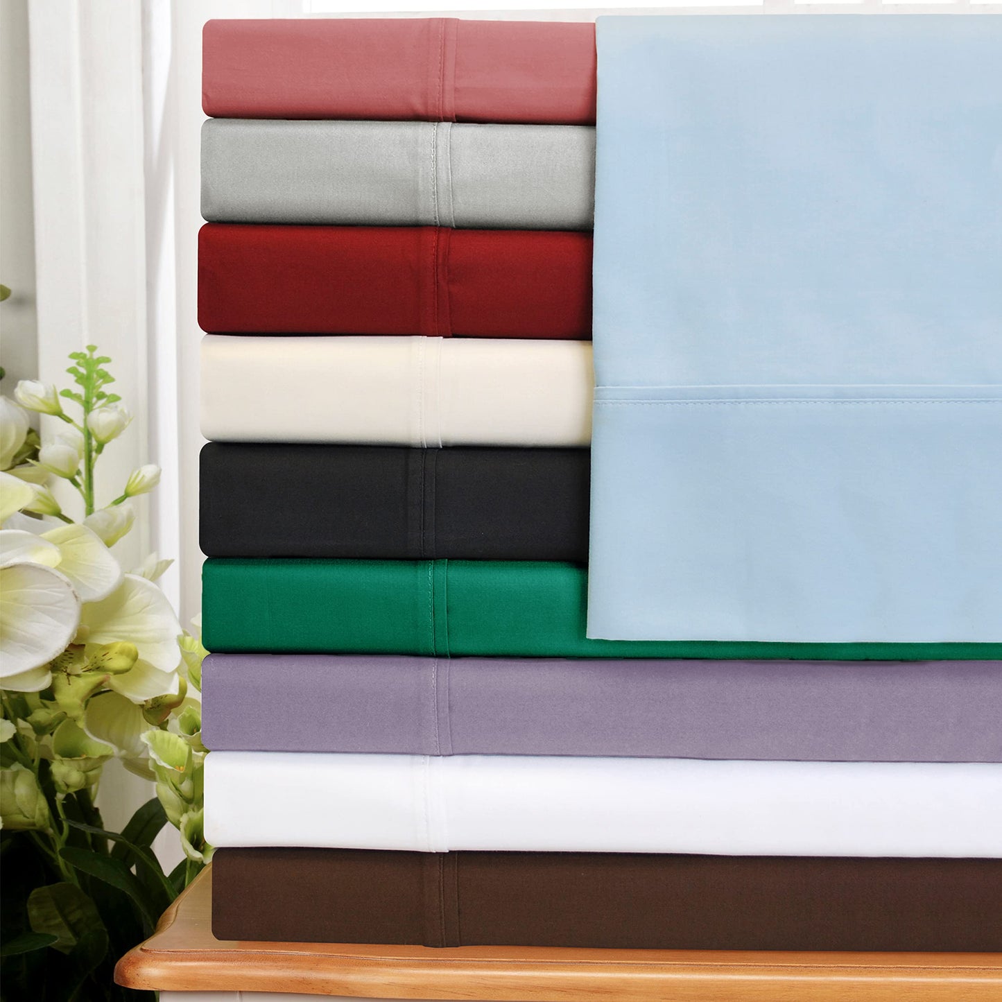 Superior Egyptian Cotton 530 Thread Count Bed Sheet Set, 1 Elastic Deep Pocket Fitted Sheet, 1 Flat Sheet, 2 Pillowcases, Soft Bedding, Luxury Sheets, Sateen Weave, Full Size, Blush