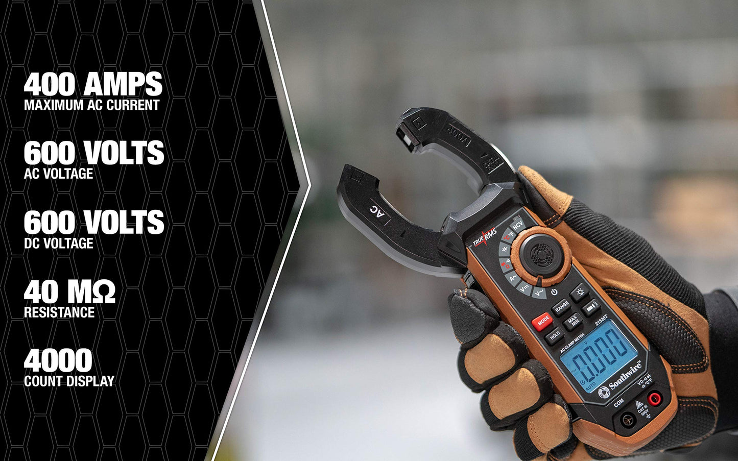 Southwire - 65031640 CLAMP METER, 400A AC/DC 21530T,Black/Brown