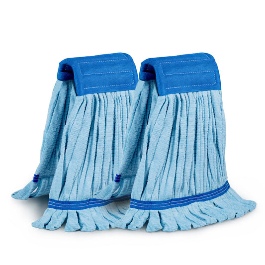 2 Pack - Large Commerical Microfiber Tube Mop 400GSM - Heavy Duty Industrial Wet Mop Head Refill, Thick Fiber, Replacement Heads, Extra Absorbent