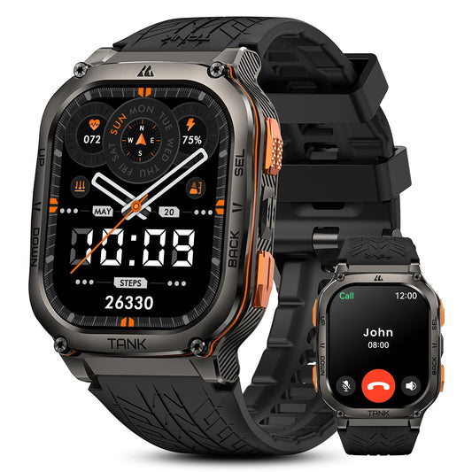 KOSPET Tank M3 Ultra Smart Watch with GPS, 50M Waterproof, Compass, Altitude, Air Pressure, 480mAh Extra Large Battery, Full Stainless Steel, Bluetooth Call, 1.96'' AMOLED Always-on Display, AI Voice