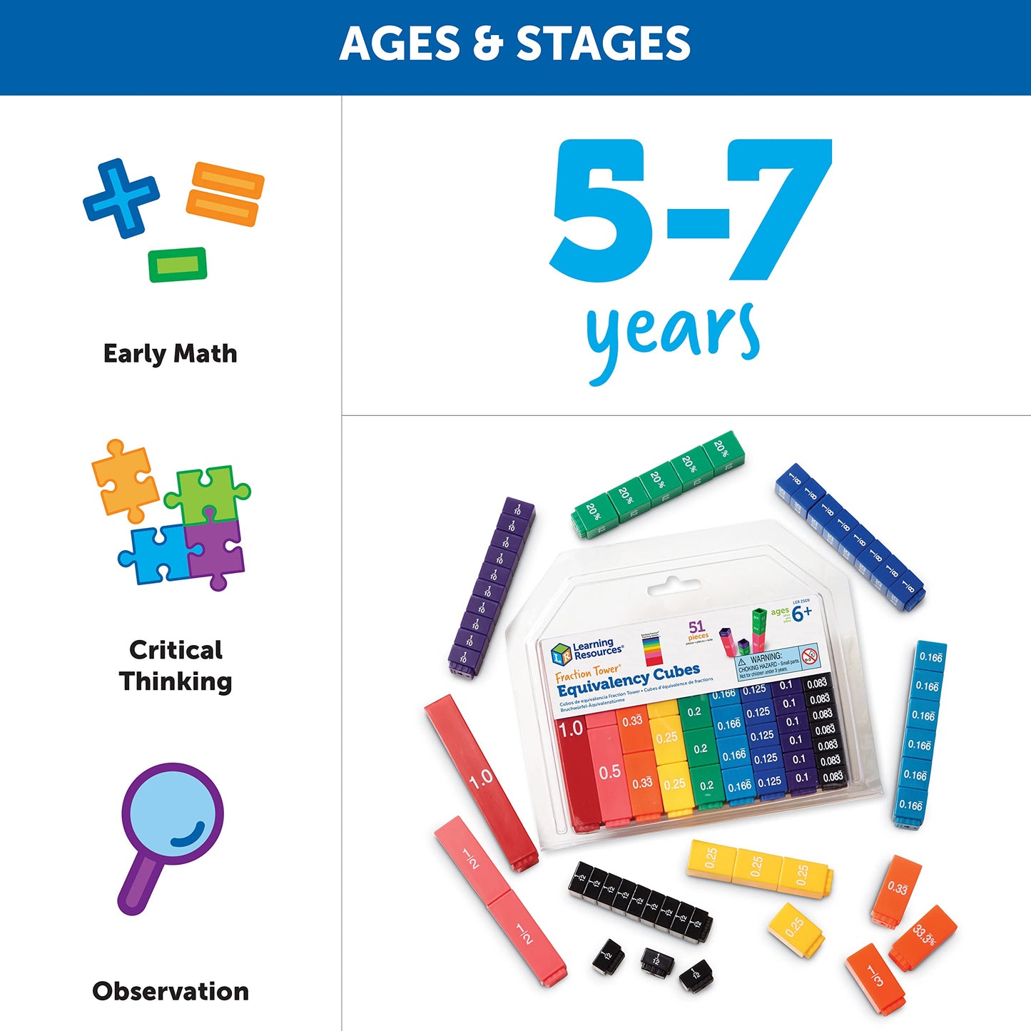 Learning Resources Fraction Tower Activity Set