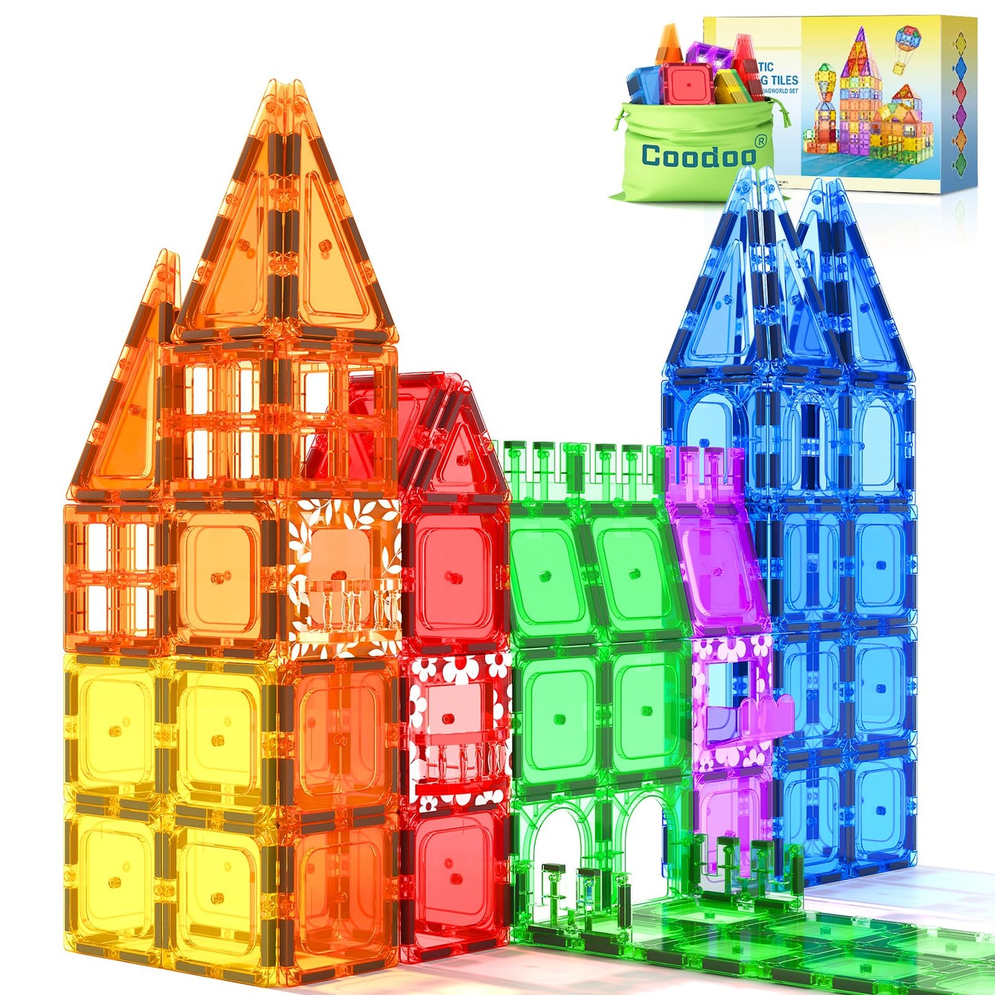 60 PCS Magnetic Building Tiles Kids Toys STEM Magnetic Blocks Sensory Toys Kids Games Magnet Building Toys for Boys and Girls Aged 3+, Kids Brain Development Preschool Kindergarten Toddler Toys
