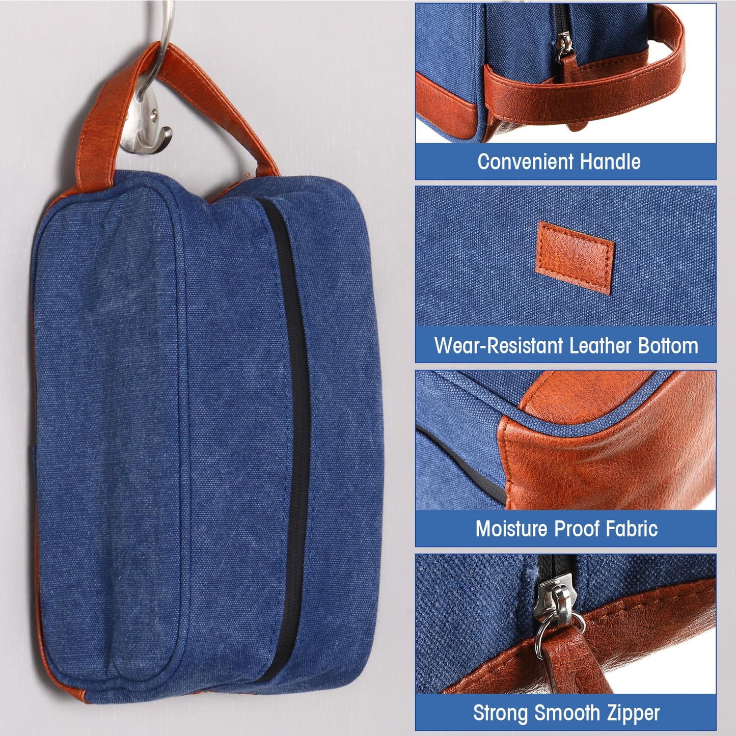 Paterr 6 Pcs Men's Toiletry Bags for Traveling Men's Shaving Bag for Toiletries Wedding Groomsmen Gifts Canvas and Leather Bathroom Bag for Men Gifts for Christmas Wedding Party Favors