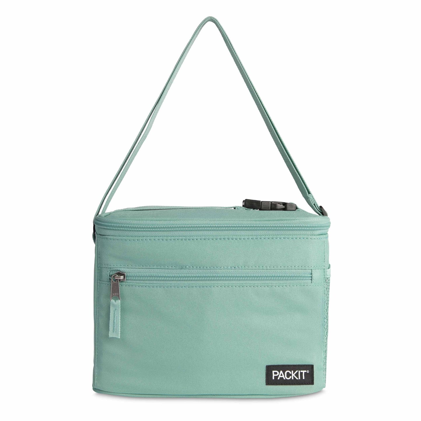 PackIt Freezable Essential Lunch Cooler, Sage, Built with EcoFreeze Technology, Fully Freezable, Collapsible, Reusable, With Adjustable Crossbody Strap, Top Clip Handle, Designed for Fresh Office