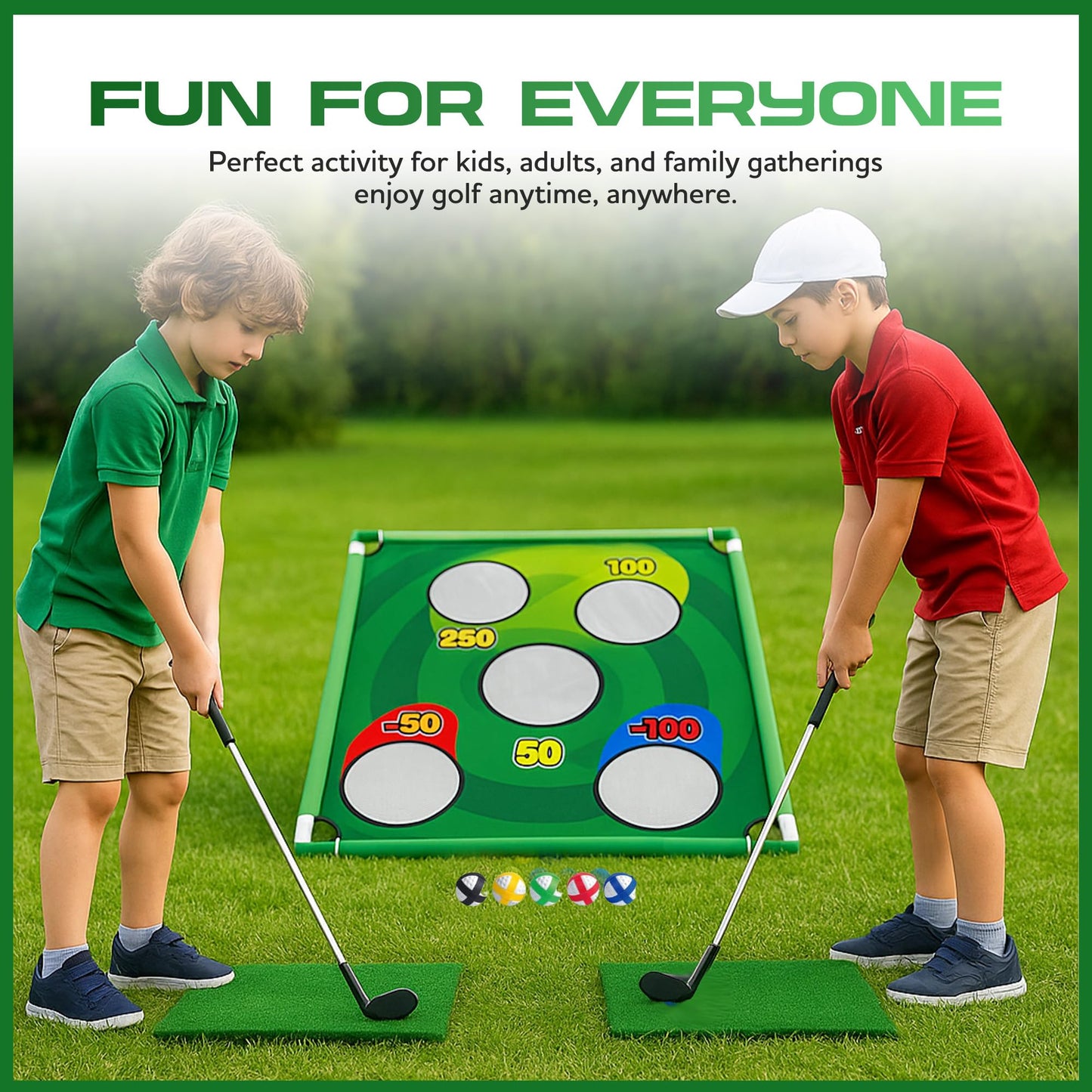 Gameloo Golf Chipping Game Set – Indoor & Outdoor Golf Pong Game for Adults and Family – Complete Backyard Golf Practice Kit with Hitting Mat, and Carry Bag – Perfect Fun Party Game & Gift