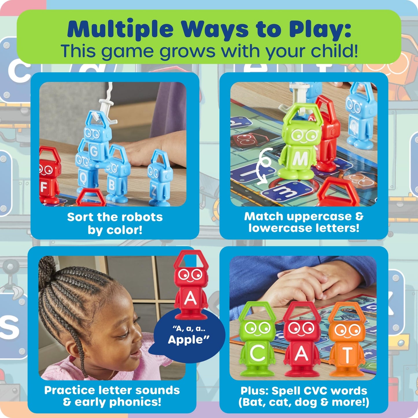 Learning Resources ABC Robot Factory - Alphabet Learning Toys for Toddlers, Letter Recognition for Preschoolers, Fine Motor Matching Letter Game, Educational Kids Preschool and Homeschool Board Games
