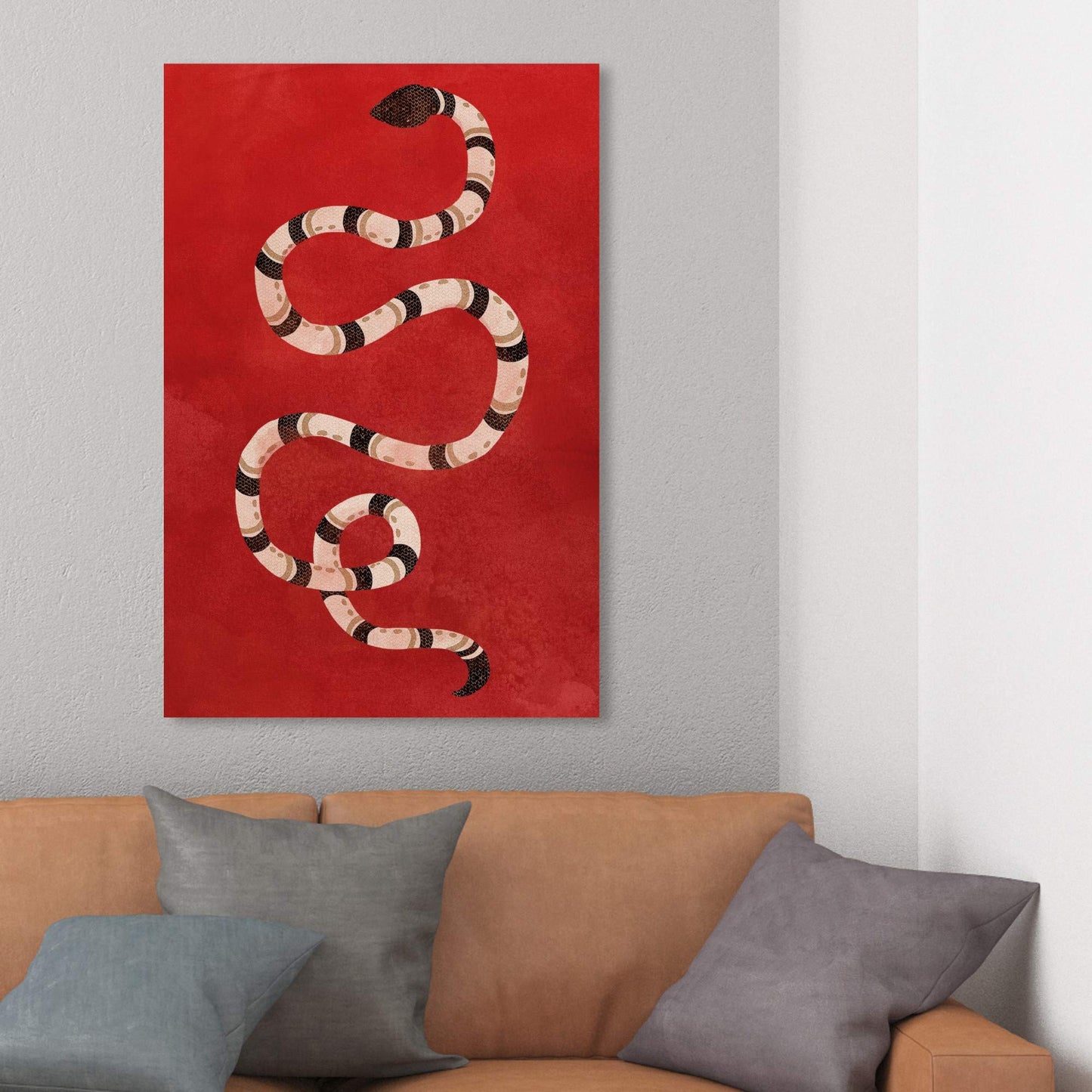 Wynwood Studio Animals Wall Art Canvas Prints 'Crimson Snake' Home Décor, 24 in x 36 in, Red, Black