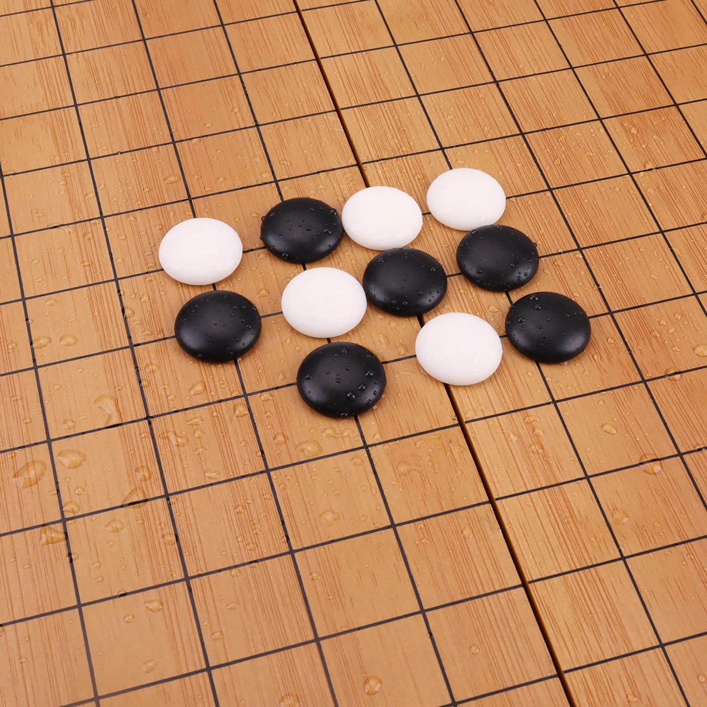 19x19 / Go Game SetHigh Grade Gift Box Board with Single Convex Melamine Stones and Bamboo Bowls Set