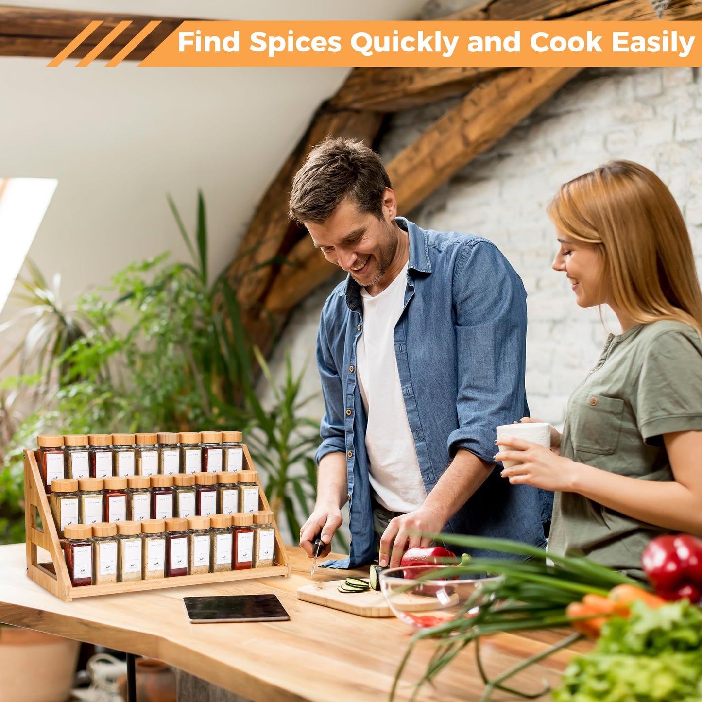 MNADSFKJ Bamboo Tiered Spice Rack, for Countertop Spice Organizer for Pantry Spice Shelf Organizer Kitchen Spices Rack，Cabinet spice rack，Cabinet seasoning rack