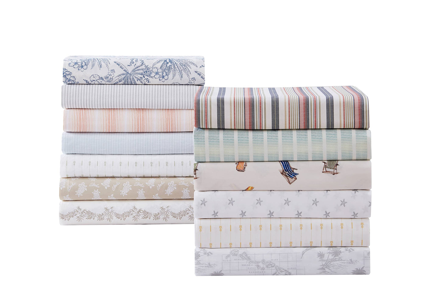 Tommy Bahama - King Size Sheets Set, Crisp & Tailored Cooling Sheets with a Smooth Cotton Percale Lightweight Feel - Bed Sheets with Matching Pillowcases & Fitted Sheet (Pen and Ink Palm Blue)