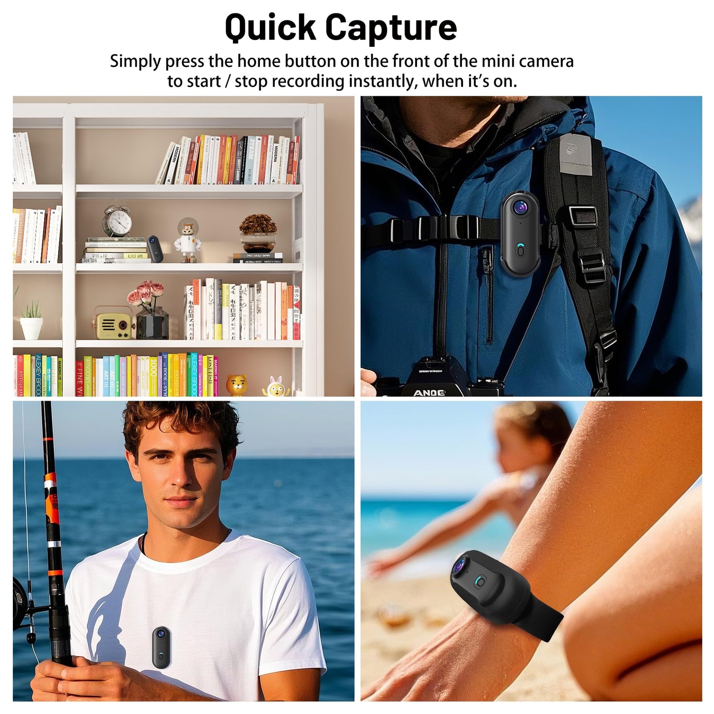 4K Mini Action Camera 128GB Thumb POV Portable Body Cam Wearable Video Recorder with IPX7 Waterproof Underwater Camcorder, Helmet Mount, Magnetic Sport DV for Bike Cycling, Pet, Vlogging(Black)