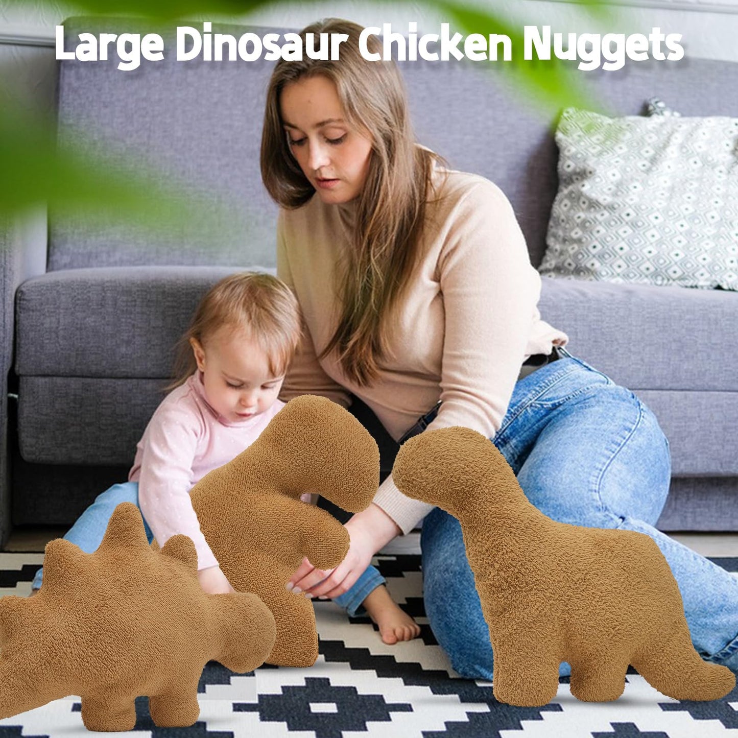 TVVPGG Dino Nugget Plush,Large 23 in Dino Nugget Pillow Stuffed Toy, Funny Dino Chicken Nuggets Pillow Gifts for Kids Adults Girlfriend Christmas