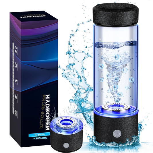 2025 New Hydrogen Water Generator Bottles, Portable Hydrogenated Water Bottle with SPE PEM Technology, 420ml Hydrogen Water Bottle Generator, Rechargeable Ionizer Machine for Home, Office, and Travel