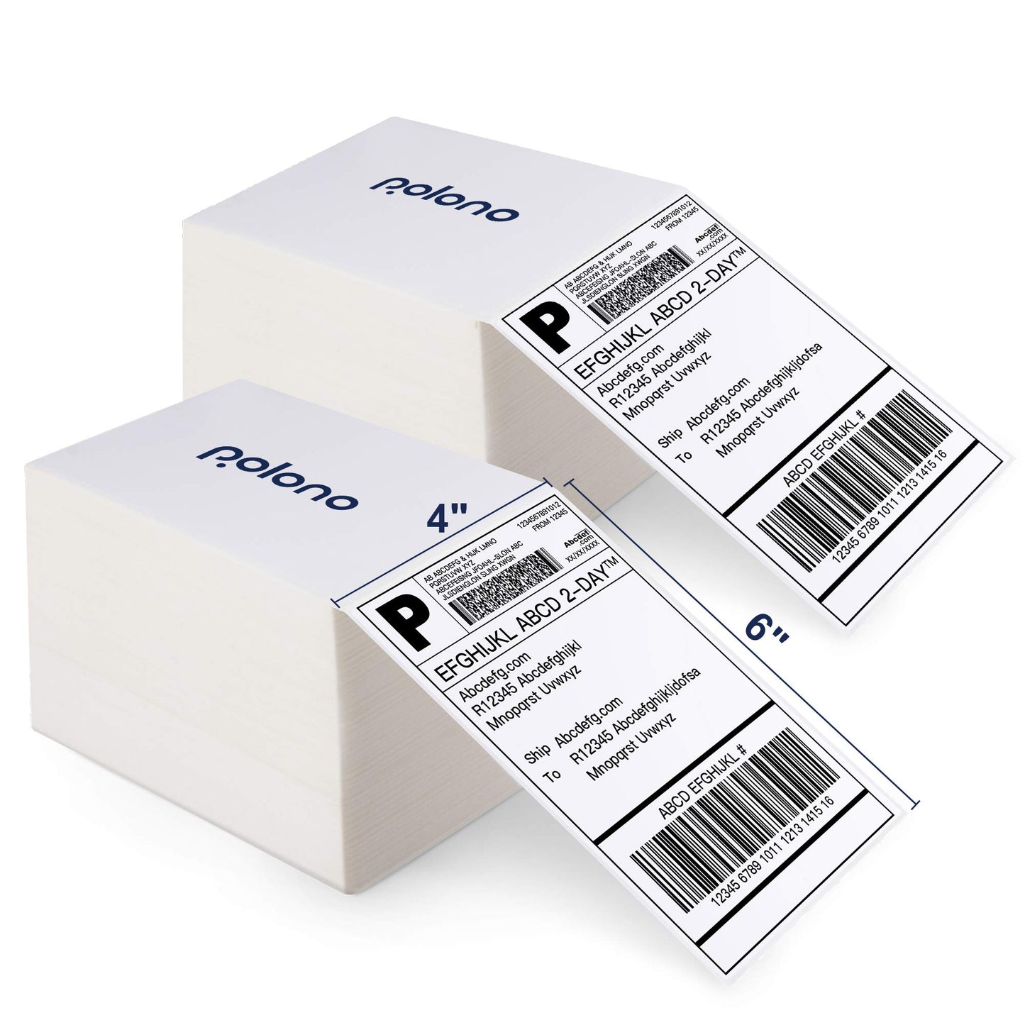 POLONO Genuine 4" x 6" Direct Thermal Shipping Label, Thermal Label (Pack of 1000), Perforated Fanfold Labels Compatible with POLONO PL60 and PL70E Label Printer, BPA & BPS Free, Commercial Grade