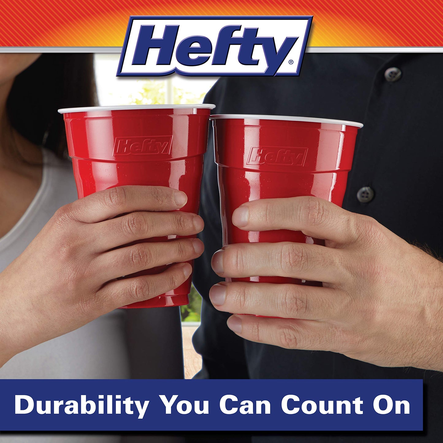 Hefty Party On Disposable Plastic Cups, Red, 18 Ounce, 8 packs of 25 Count