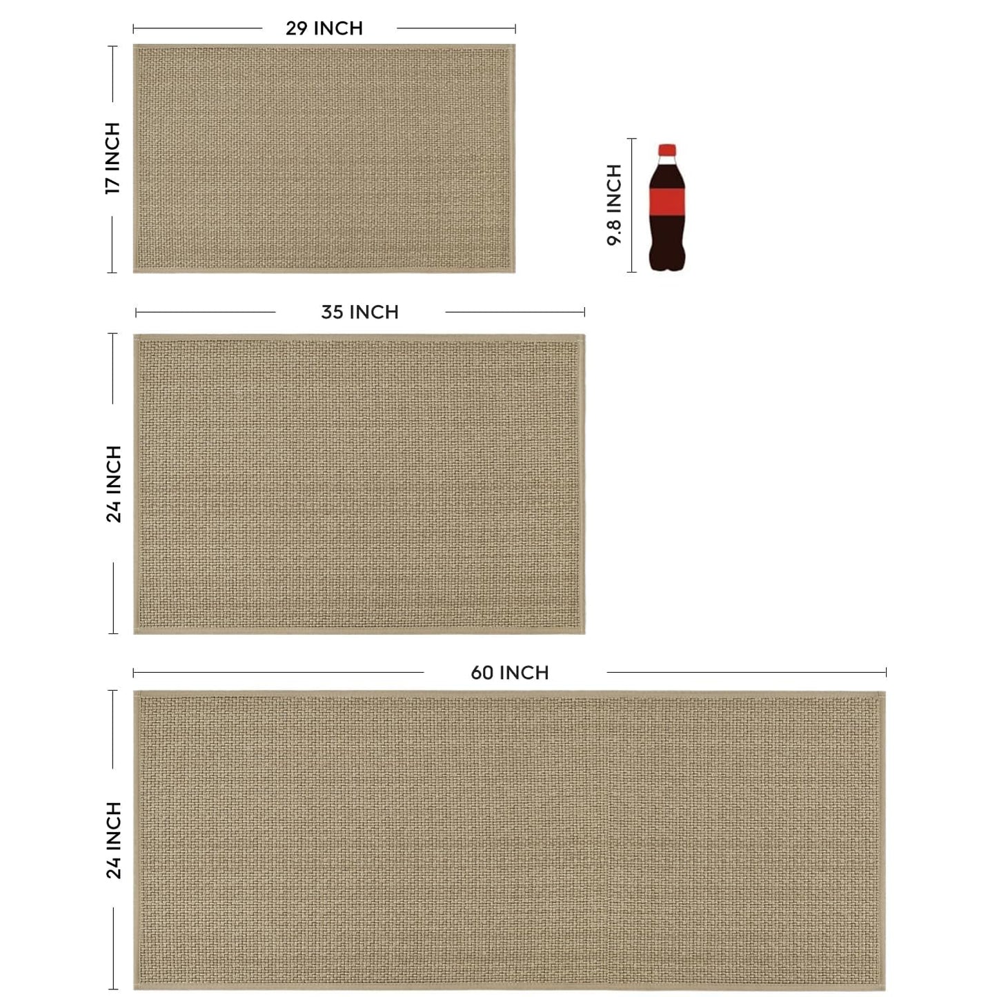 Artoid Mode Washable Non Slip Kitchen Rugs and Mats Set of 2, Rubber Backing Absorbent Kitchen Mats for Floor Front of Sink - 24x35 and 24x60 Inch