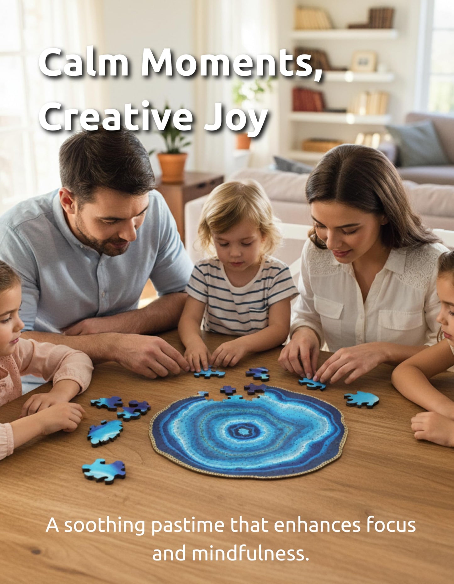 Blue Geode Puzzle – Realistic World Wooden Jigsaw Puzzle A3 Size by Sharp Brain Zone, Durable Plywood Brain Teaser, Unique Art Design,Decorative Brain Teaser Gift